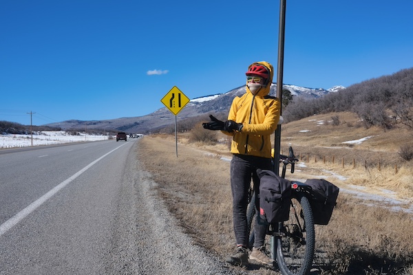 Layering up on Adventure Cycling's Great Parks South Route in Colorado.