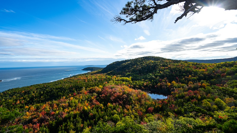 Mountain and ocean views in Acadia National Park. 