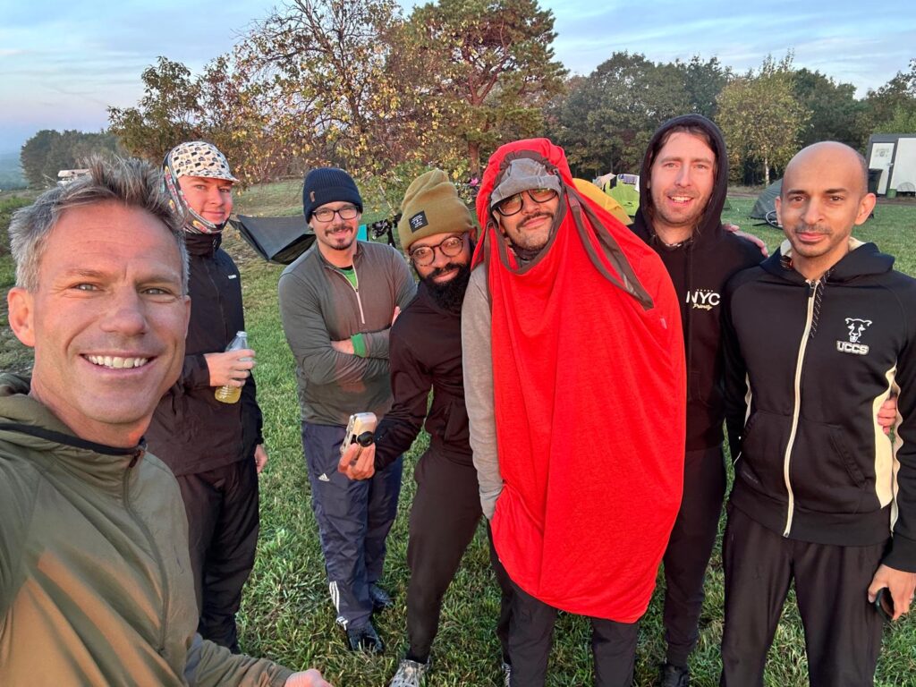Photo of a group of cyclists at camp