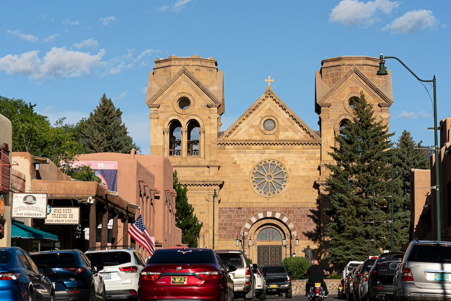 The Cathedral Basilica of Saint Francis of Assisi highlights Santa Fe's strong Catholic and Spanish ties. 